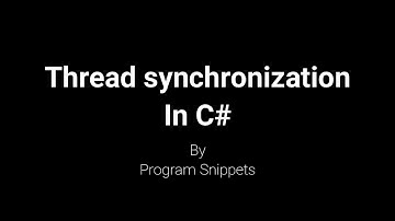 Thread Synchronization In C#