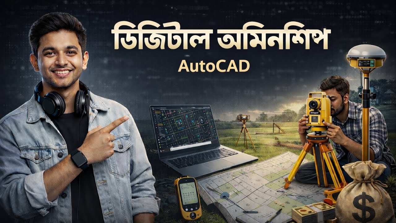 ডিজিটাল আমিনশিপ AutoCAD Friendly কোর্স 🔥 Beginner to Advance সাথে ৩ লক্ষ মৌজা ম্যাপ ফাইল ফ্রি 2026