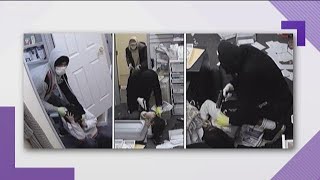 Three men accused of assaulting woman during armed robbery at pharmacy