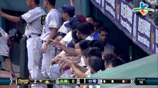 20140709-2 爆米花 合庫vs台電 2下 彭子揚的高飛犧牲打將艾迪送回來 台電先馳得點