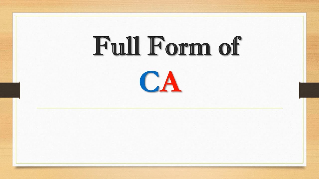Ca. Full Full Form of CA || Did You Know? - YouTube