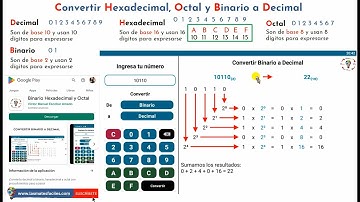 Convertir Binario a Decimal, Hex a Decimal, Octal a Decimal, Decimal a Binario, Decimal a Hex y más!