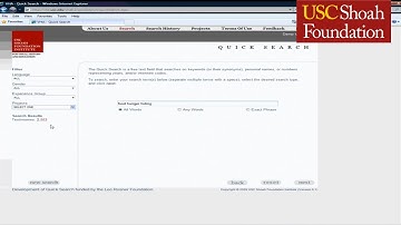 Visual History Archive Tutorial: Quick Search | USC Shoah Foundation