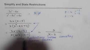 Factor Simplify and State Restrictions on Rational Expression