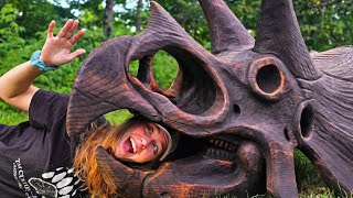 I Carved a Dinosaur Skull out of a Single Giant Log