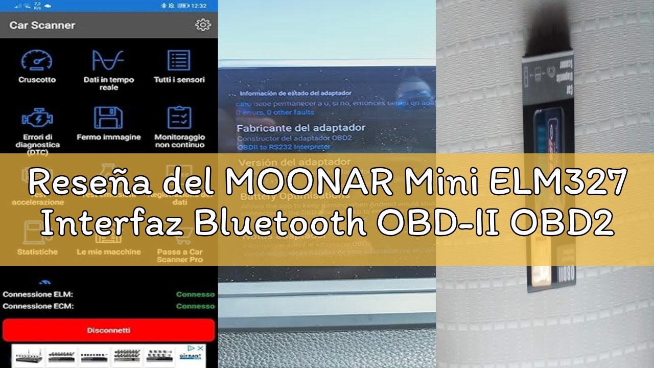 Reseña del MOONAR Mini ELM327 Interfaz Bluetooth OBD-II OBD2 Auto coche herramienta de análisis de d