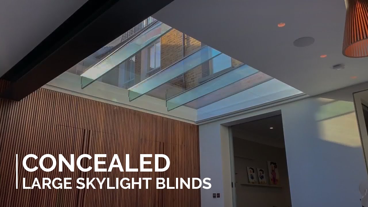 Hidden Electric Blinds for Large Structural Glass Roof with Glass Fins