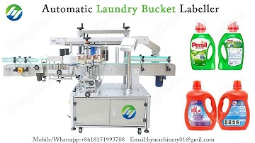 Automatic Laundry Bucket Sticker Label Applicator | Double Sided Labeling Machine