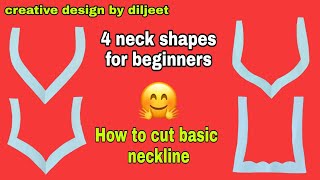 simple and easy neck shapes for beginners || easy way to cutting basic neckline