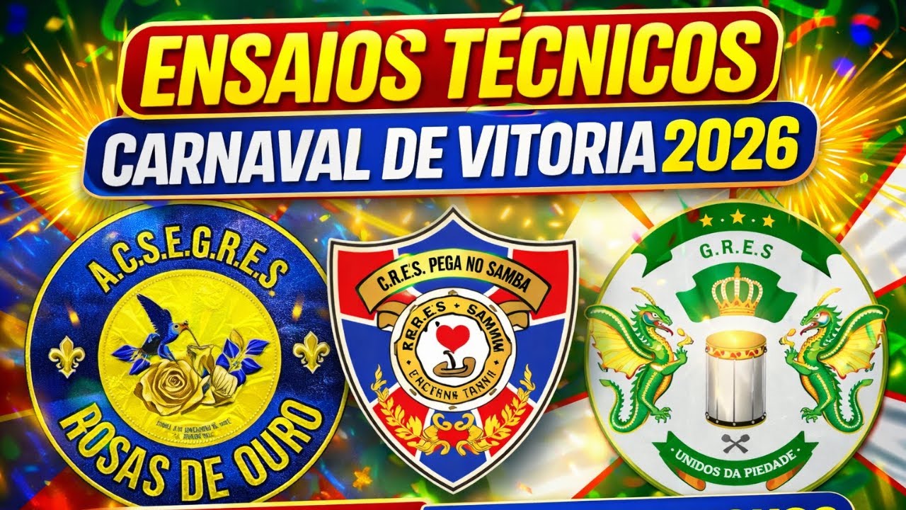 ENSAIOS TÉCNICOS 2026 / CARNAVAL DE VITÓRIA / ROSAS DE OURO / PEGA NO SAMBA / PIEDADE (AO VIVO)