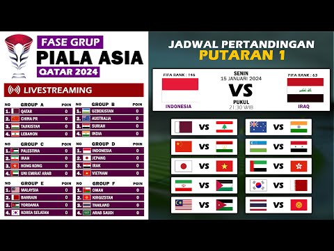 Jadwal Piala Asia 2024 Putaran 1 | Indonesia vs Irak