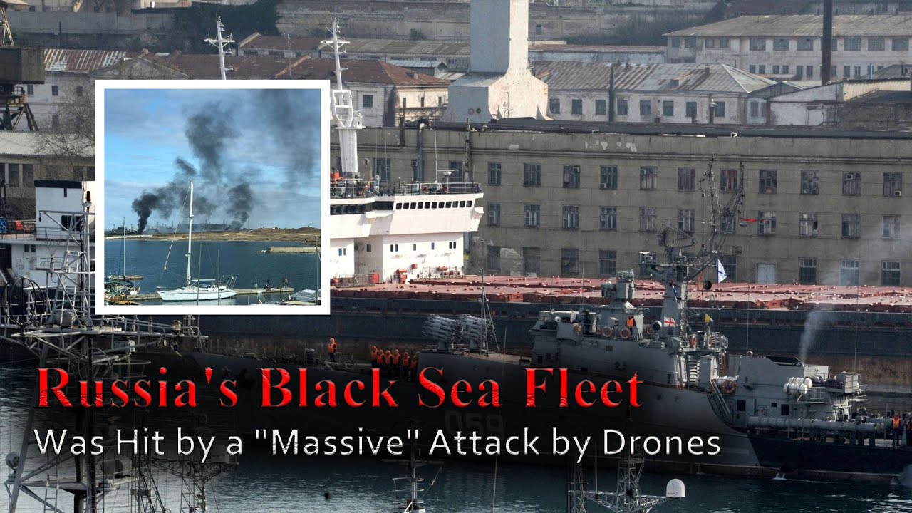 Russia's Black Sea Fleet was hit by a massive attack by drones - YouTube