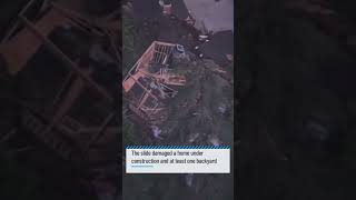 Hillside collapses behind Sherman Oaks home