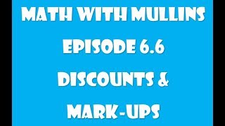 6.6 Discounts and Markups