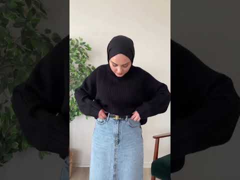 تنسيق شتوي خرافي للتنورة الجينز