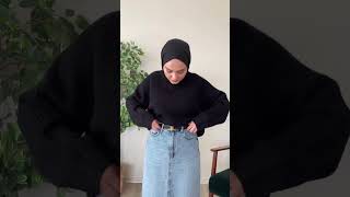 تنسيق شتوي خرافي للتنورة الجينز 🖤 screenshot 3