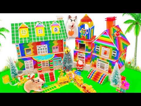 Видео: Santa House - How to Building Villa Christmas Tree and House for Hamster with Magnetic Balls