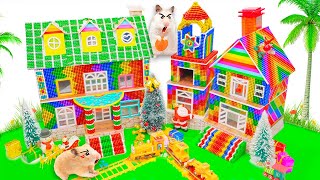 Santa House - How to Building Villa Christmas Tree and House for Hamster with Magnetic Balls