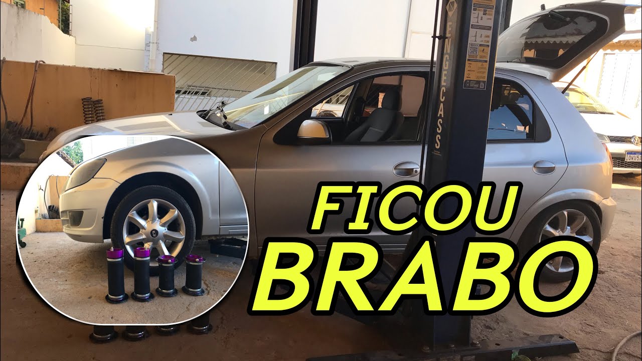 Montagem Suspensão ar 10mm no Celta.