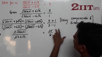 Ratio & Proportion Exercise 7 3 Q10 Class X ICSE | IIT JEE Solve x:  √36x+1+6√x / √36x+1−6√x = 9