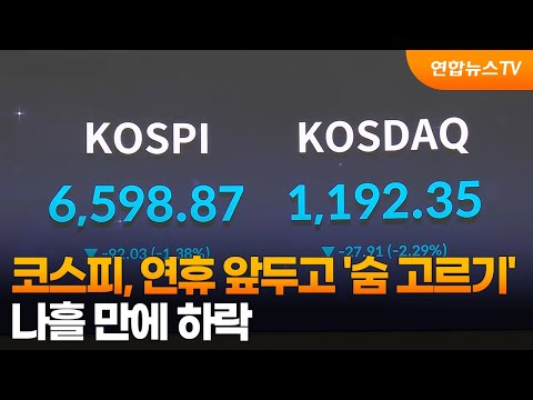 코스피, 연휴 앞두고 '숨 고르기'…나흘 만에 하락 / 연합뉴스TV (YonhapnewsTV)