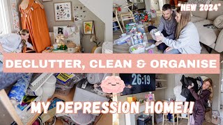 DECLUTTER, ORGANISE & DEEP CLEAN MY DEPRESSION HOME | My Monica Junk Cupboard *NEW 2024* ASMR CLEAN