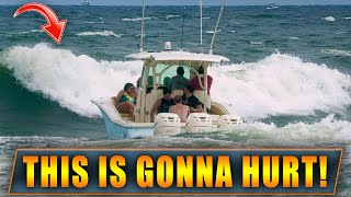 PASSENGER DESTROYED BY HUGE WAVE AT BOCA INLET !! | WAVY BOATS | HAULOVER INLET BOATS