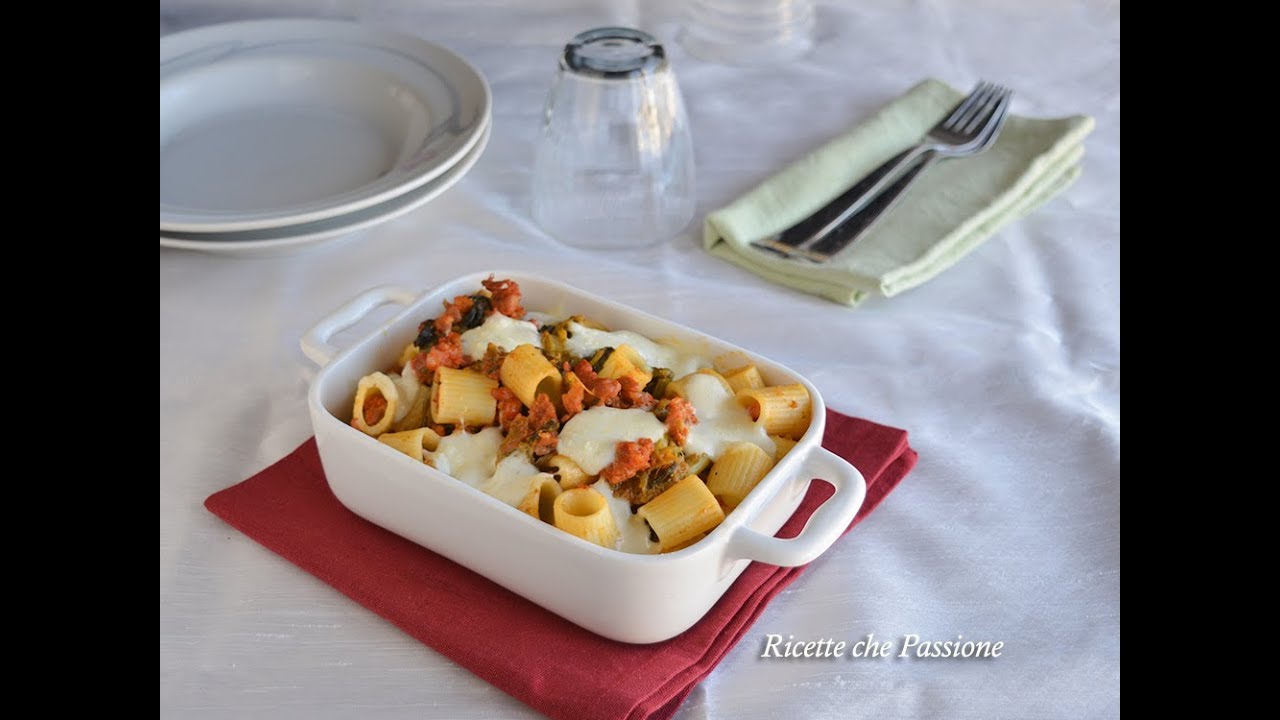 Pasta al forno con cime di rape e salsiccia - Ricette che Passione ...