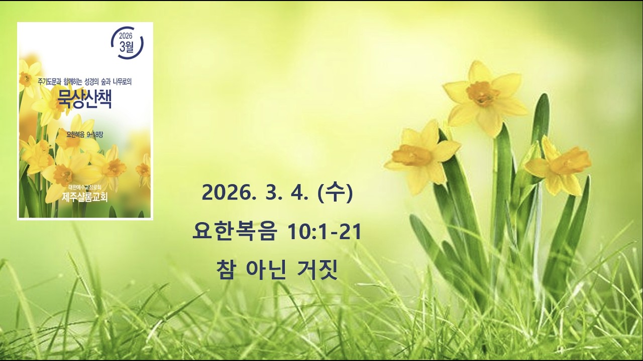 2026.03.04.(수) 요한복음 10:1-21  묵상산책