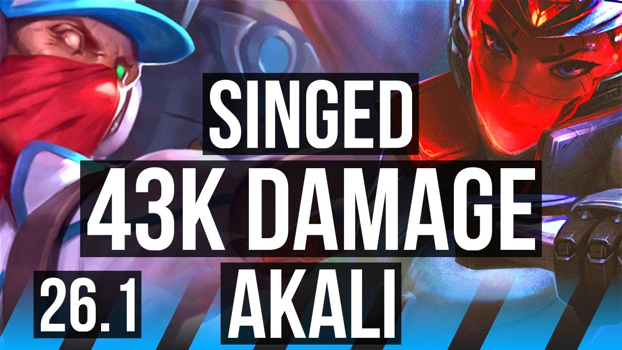 SINGED vs AKALI (MID) | 43K damage | NA Master | 26.1