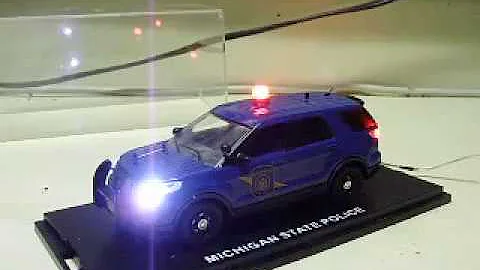 Custom 1:43 MICHIGAN STATE POLICE Ford Interceptor Utility with working lights