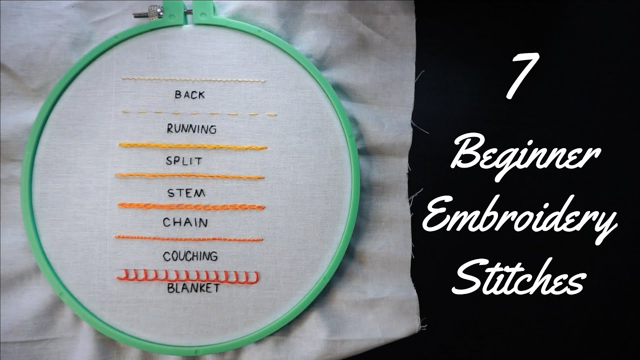 7 Beginner Hand Embroidery Stitches │ OyeCrafts Embroidery Tutorial