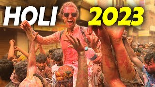 FOREIGNERS CRAZY HOLI In Mathura INDIA 2023  🇮🇳