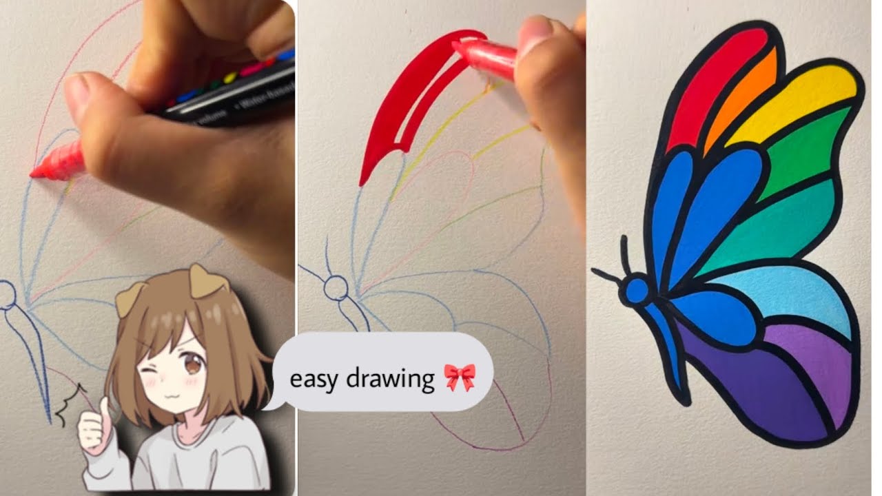 🌈 Markers Se Rangeen Titli Kaise Banaye? 🦋 Easy Drawing Tutorial 🎨