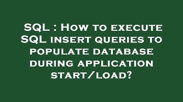 SQL : How to execute SQL insert queries to populate database during application start/load?