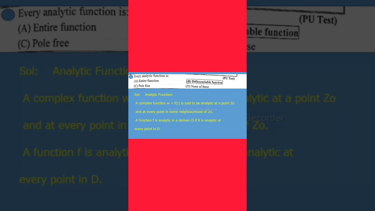Is analytic function always differentiable and continuous?||Which func are conti but not differen?