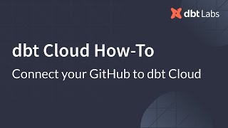 Connect your GitHub to dbt Cloud