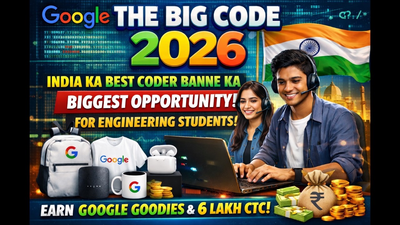 Google THE BIG CODE 2026 | Win 6 Lakh CTC + Google Goodies | Coding ...