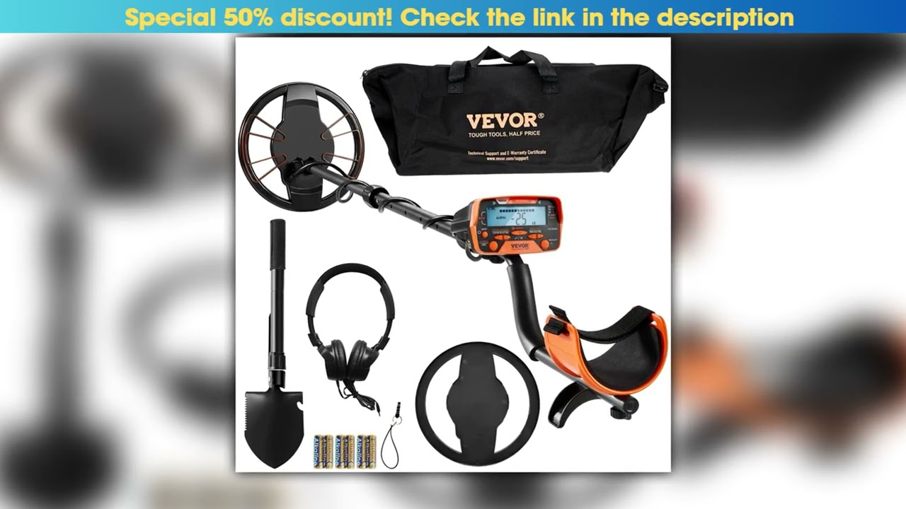 VEVOR Metal Detector for Adults Kids 10Inch Waterproof Search Coil with LCD Display 7 Modes