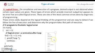 Errors and types of errors in C