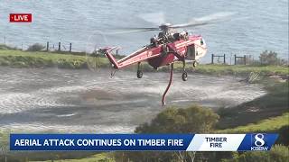 Big Sur crews and Chinook helicopter battle Timber Fire with vital ranch pond