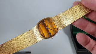 1976 Rotary Mens Vintage Watch With Tigers Eye Dial, Box And Papers
