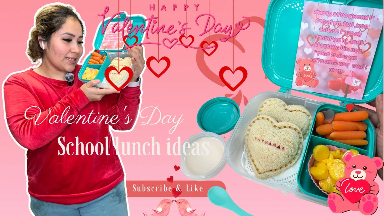 Xoxo💋 Valentines day lunch ideas for kids♥️heart shaped PB&J filled -FATIMASLUNCHIDEAS