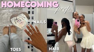 HOMECOMING PREP VLOG ♡ | nails, hair, toes, eyebrows, lashes