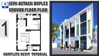 REVIT COMPLETE TUTORIAL ,  1 HOW TO CREATE SEMI-DETACH DUPLEX ( GROUND FLOOR PLAN)