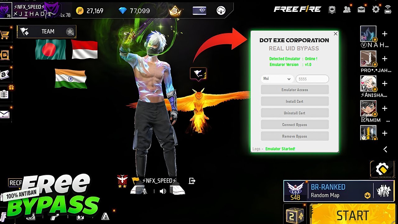 FREE UID EMULATOR BYPASS | UID BYPASS | FREE FIRE UID EMULATOR BYPASS | BYPASS UID ANTIBAN PC BYPASS