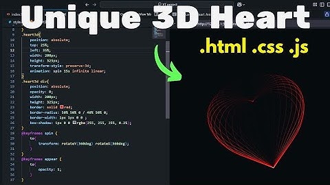 ASMR program - 3D Heart animation create in [HTML, CSS & JS] programming | No Talking