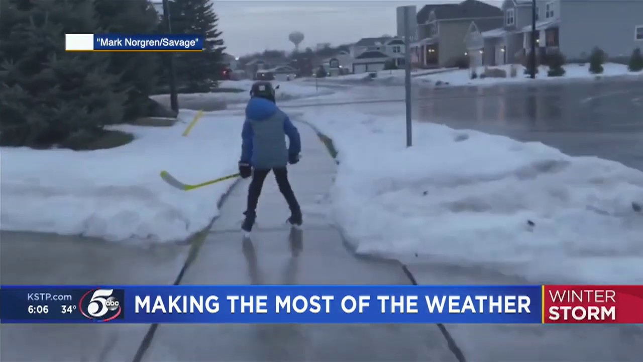 Minnesotans ice skate on roads, sidewalks