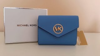 Unboxing MICHAEL KORS 😍 Carmen Medium Saffiano Leather Tri-Fold