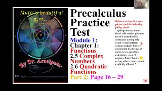 2026 Fall PreCalc Module 1 Practice Test Chapter 1 Functions Part 2